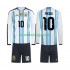 Camisola Argentina Lionel Messi 10 Criança Equipamento Primeiro Copa do Mundo 2026 Manga Comprida